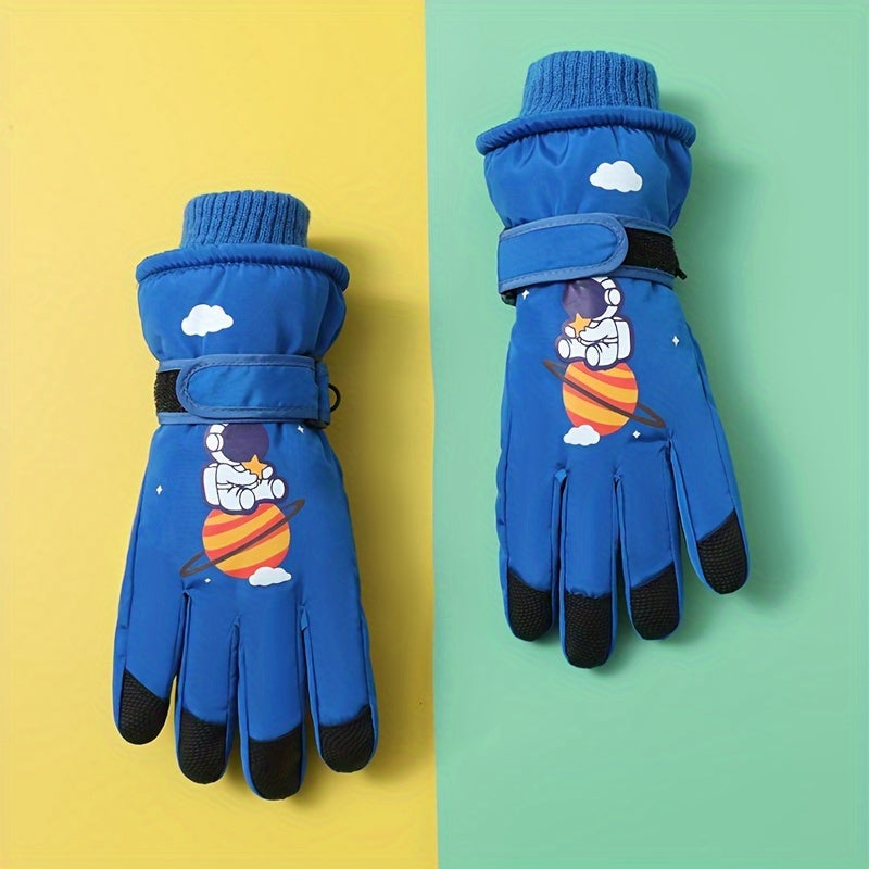 Kids Winter Waterproof Skiing Gloves, Non-slip Snow Playing Gloves