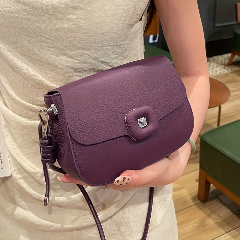Stylish Large Capacity Leather Crossbody Bag in Khaki