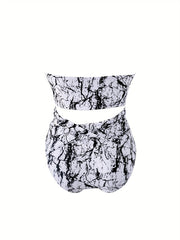 Tie Dye Swimsuit Set Tube Top & Tummy Control Und