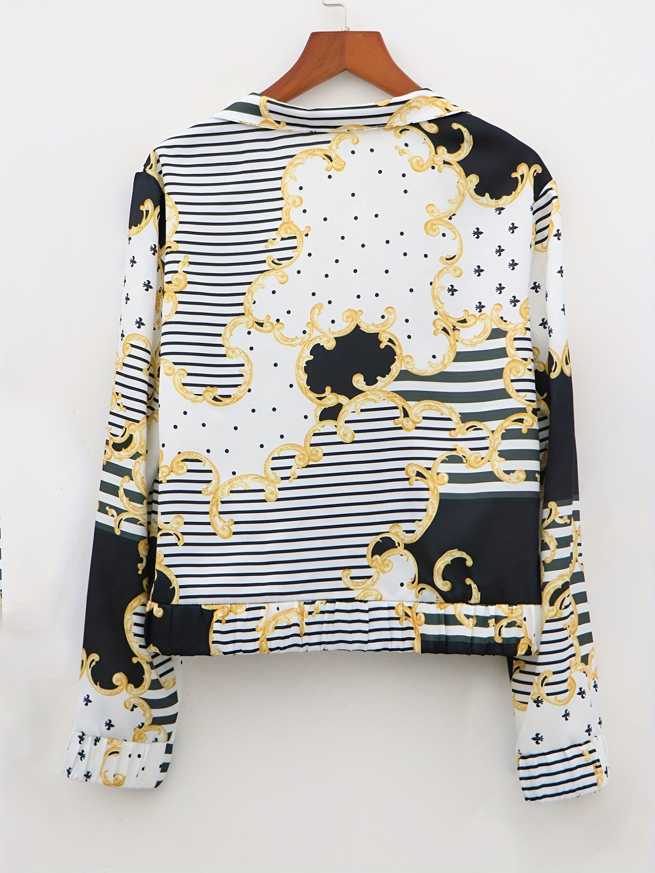 Vintage Graphic Print Zip Up Jacket for Women