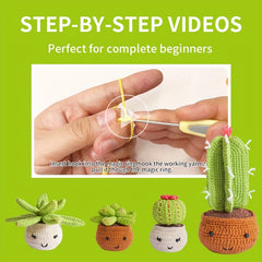 Crochet DIY Wool Cactus Decoration Kit with Instruction Manual