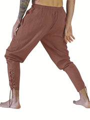 Men's Retro Medieval Renaissance Lace Up Loose Trousers Pants Costume