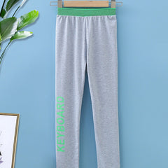 Girls' Solid Letter Print Leggings