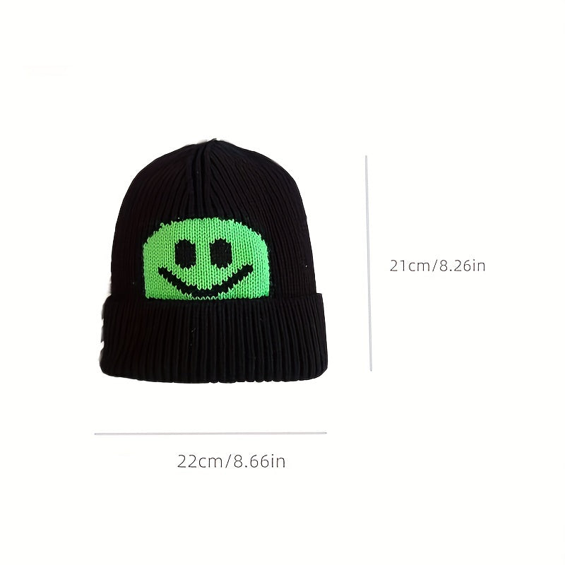 Smile Face Pattern Knit Beanie Hat for Men and Women