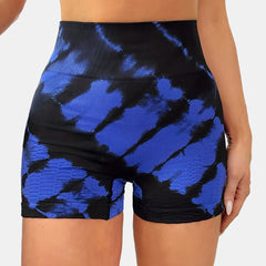 Tie Dye High Waist Sports Skinny Shorts - Butt Lifting