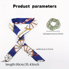 3pcs Skinny Scarf Hair Tie Set Long Ribbon Neckerchief Twilly Scarf