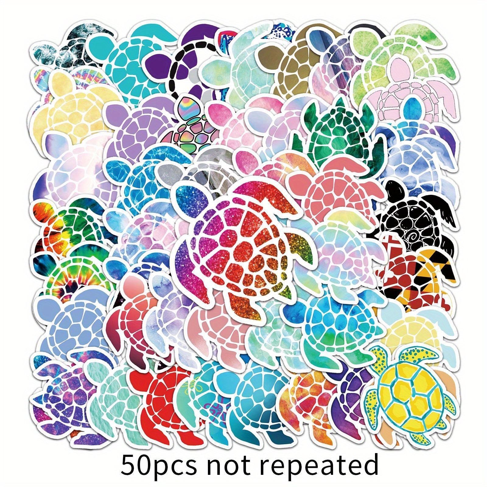 50pcs Colorful Sea Turtle Stickers Vinyl Decals for Water Bottles & More