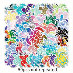 50pcs Colorful Sea Turtle Stickers Vinyl Decals for Water Bottles & More
