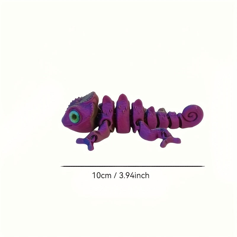 3D Printed Rainbow Chameleon with Realistic Eyes and Flexible Limbs