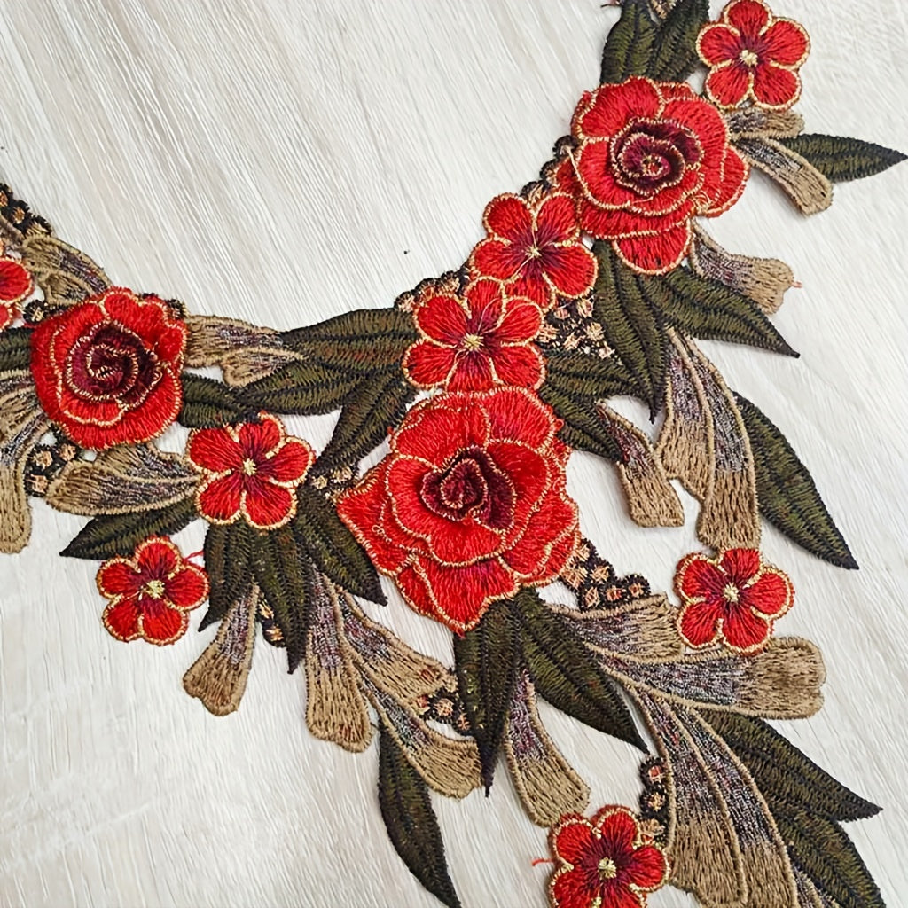3pcs 3D Lace Embroidery Cloth Patch Collar Applique Set