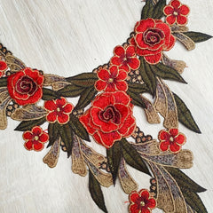 3pcs 3D Lace Embroidery Cloth Patch Collar Applique Set