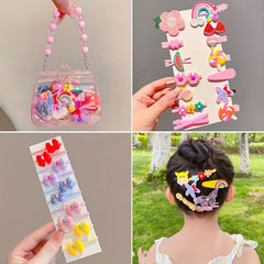 24pcs Fruits Flowers Rainbow Hair Clip Set for Girls