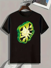Green Pepper Print Men's Graphic T shirt for Summer