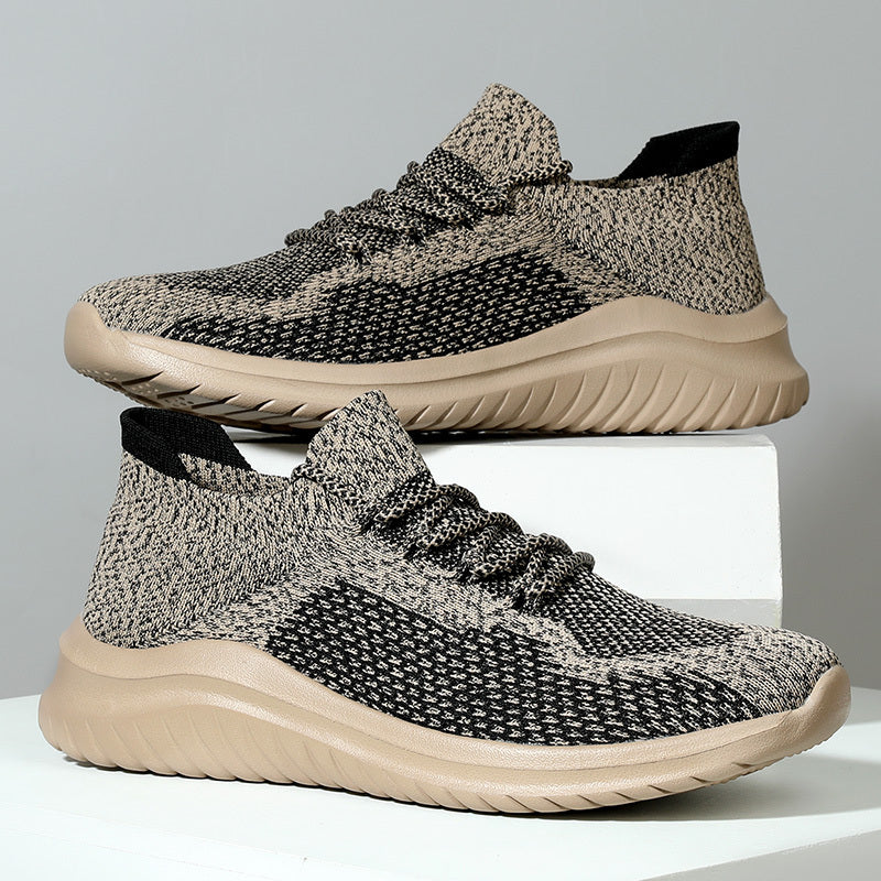 Men's Breathable Woven Sneakers - Lightweight Antislip Lace-Up