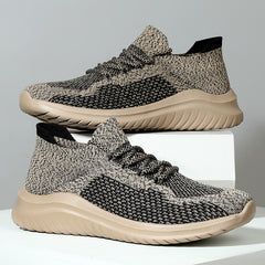 Men's Breathable Woven Sneakers - Lightweight Antislip Lace-Up