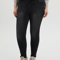 Casual Jeans Women's High Stretch Tapered Leg Washed Jeans