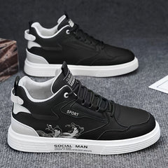 Men's Non-Slip Casual Skate Shoes with Microfiber Leather Uppers