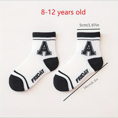 5 Pairs Kids Cartoon Printed Ankle Socks, Comfortable Skin-Friendly