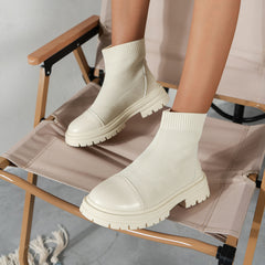 Women's Knit Platform Slip On Sock Boots