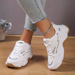 Women's Mesh Platform Sneakers Lace Up Outdoor Shoes Comfortable Low Top