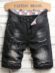 Men's Vintage Ripped Denim Jeans Light Shorts