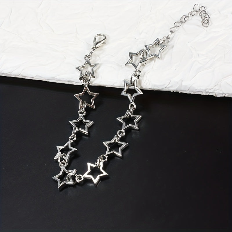 Hollow Star Chain Bracelet Silver Jewelry Gift For Girls