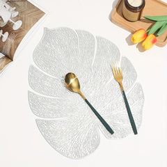 2pcs PVC Leaf Placemat Holloway Washable Reusable Non slip Heat Insulation Mat