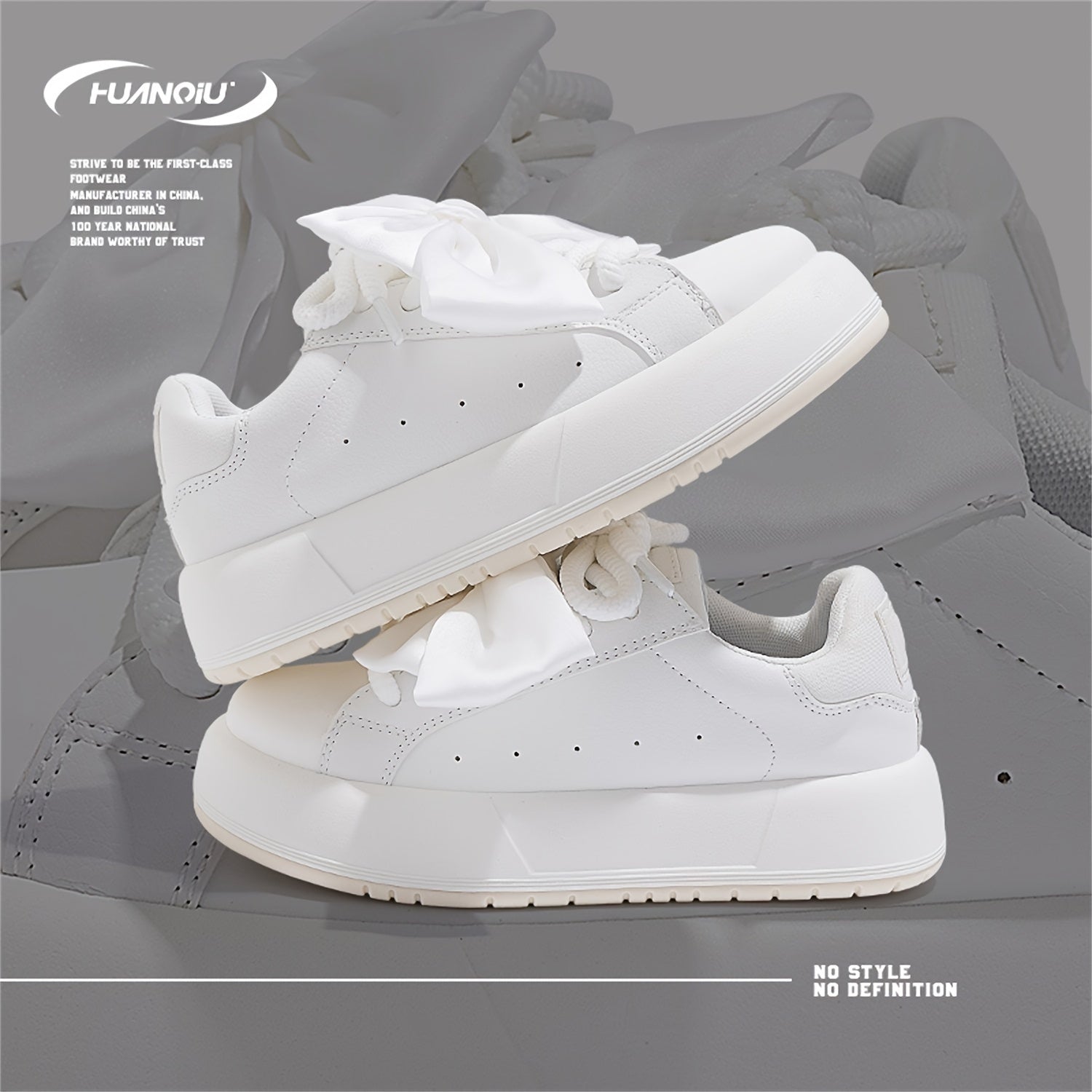 Women's Skate Shoes Bow Decor Lightweight Platform Sneakers