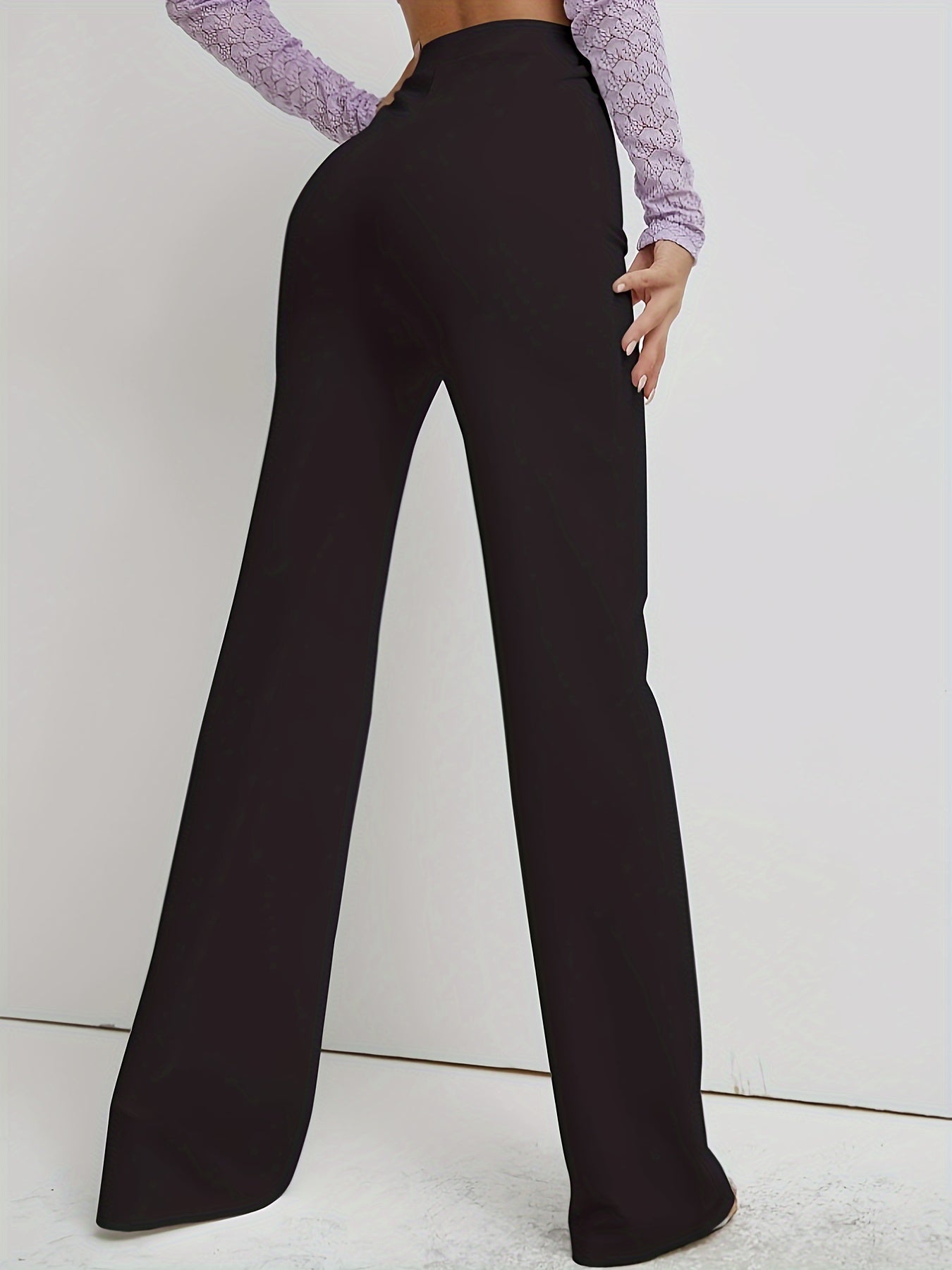 Women's Plus High Waist Straight Leg Trousers