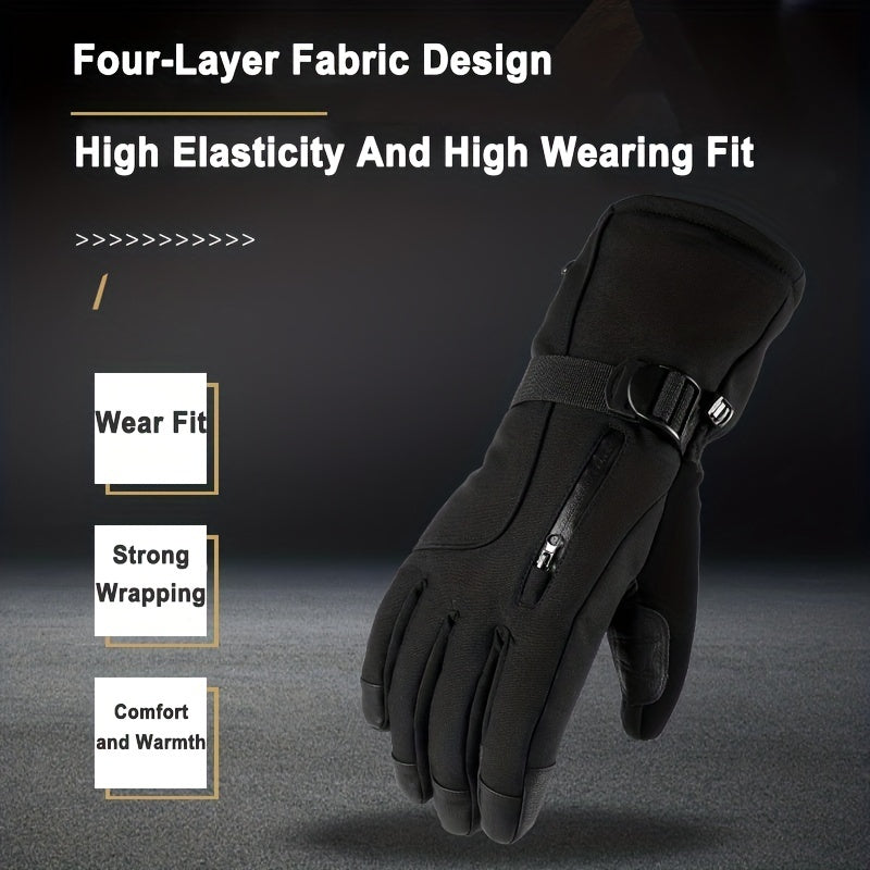 Men's Waterproof Ski Gloves Windproof Touch Screen Warm Gloves