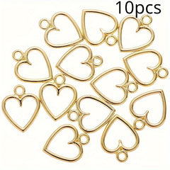 10pcs Hollow Love Shaped Pendant DIY Crafts Accessories