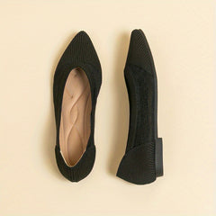 Women's Knit Ballet Flats Pointed Toe Slip On Shoes Breathable Daily Wear