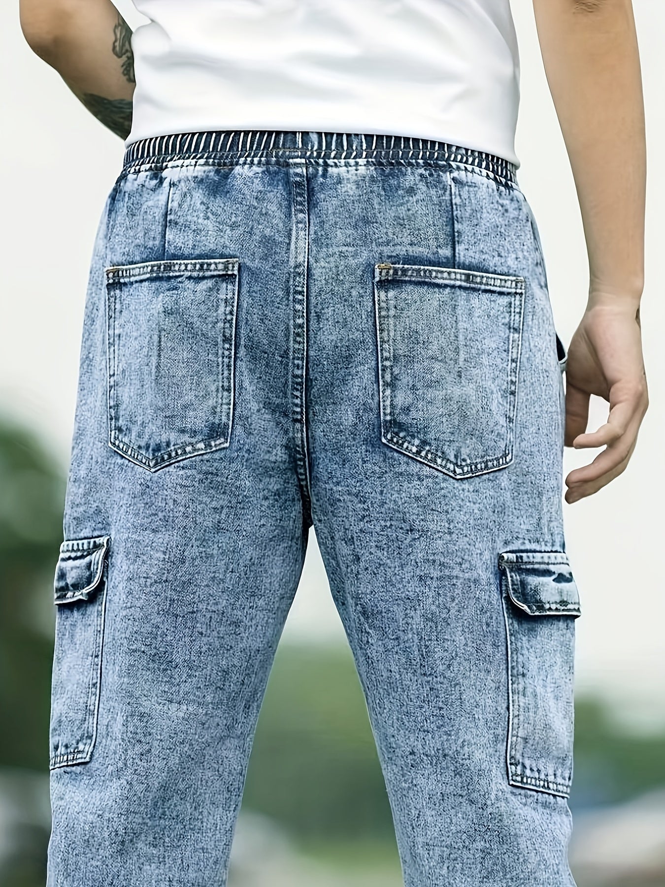 Men's Distressed Cargo Jeans Casual Street Style