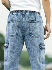 Men's Distressed Cargo Jeans Casual Street Style