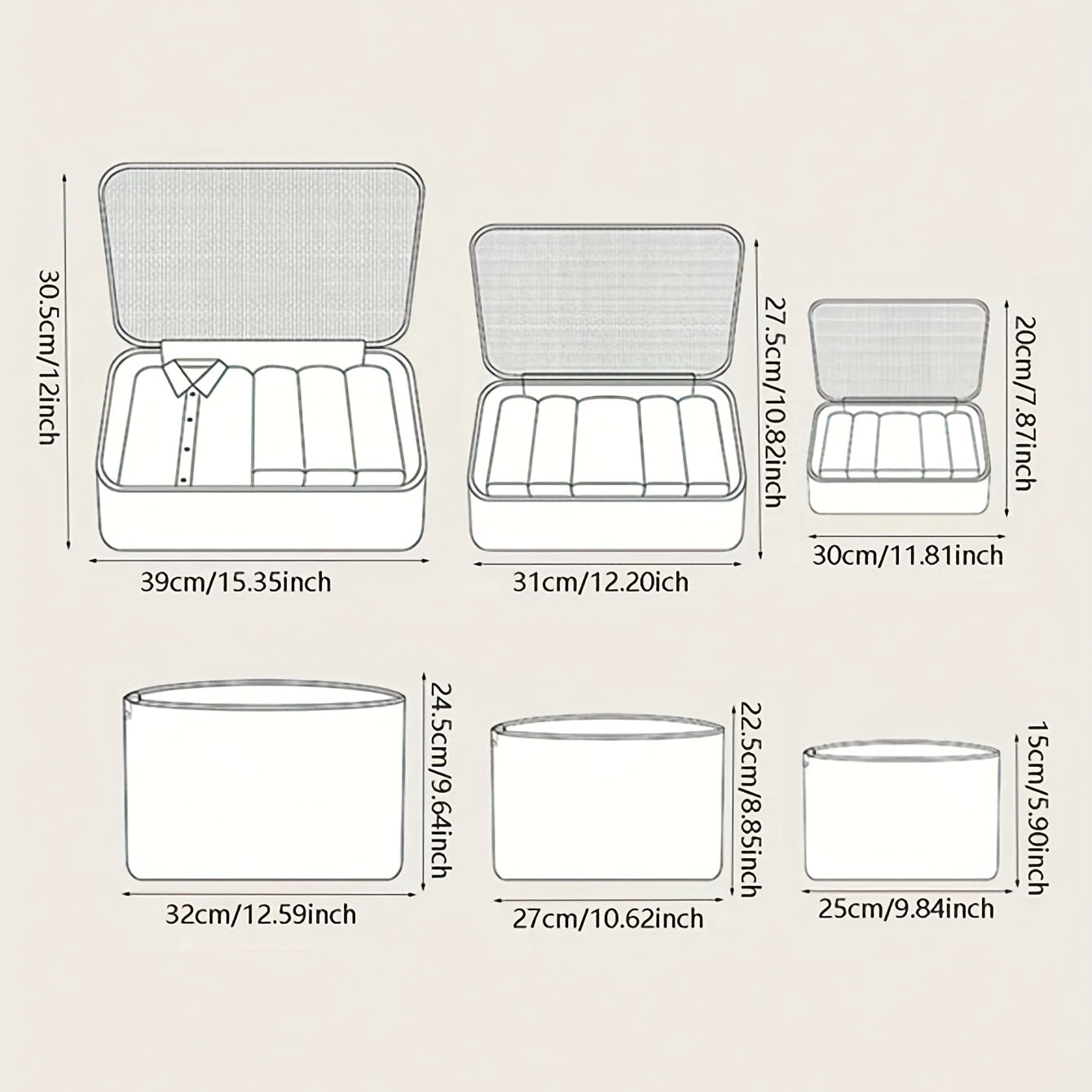 6pcs Classic Flower Pattern Luggage Storage Bags