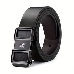 Men's Smooth Buckle PU Leather Belt for Business Travel Dressing