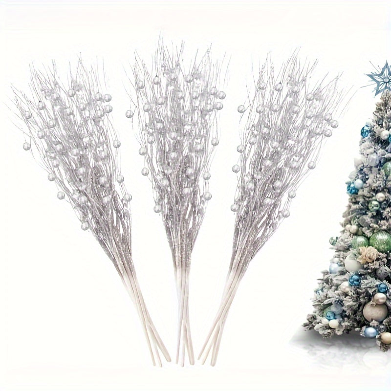 10pcs Glitter Berry Stems Halloween Christmas Decor