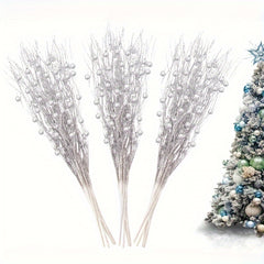 10pcs Glitter Berry Stems Halloween Christmas Decor