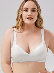 Plus Size Basic Bra Solid Wide Strap Wireless T-shirt Bralette