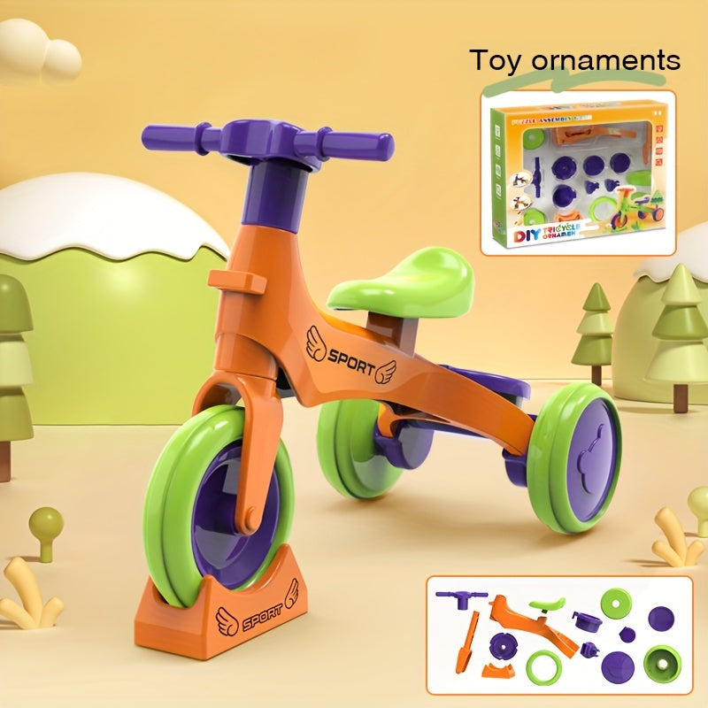 DIY Sliding Tricycle Keychain Construction Blocks Toy for Kids & Adults