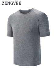 Men's Comfy Sports T-shirt Solid Tee for Fitness Activities