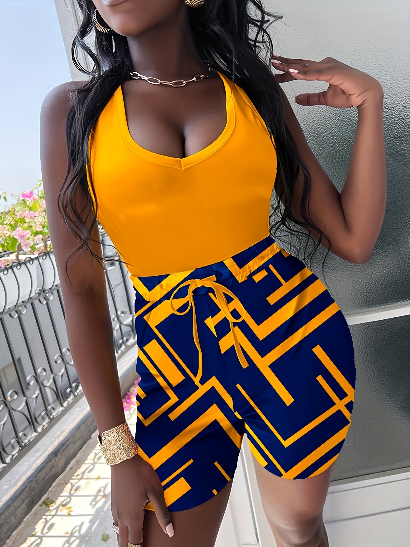 Casual Tank Top & Shorts Set Women's Outfit