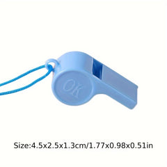 20pcs Mini Plastic Whistles With Rope Football Soccer Rugby Cheerleading Whistle