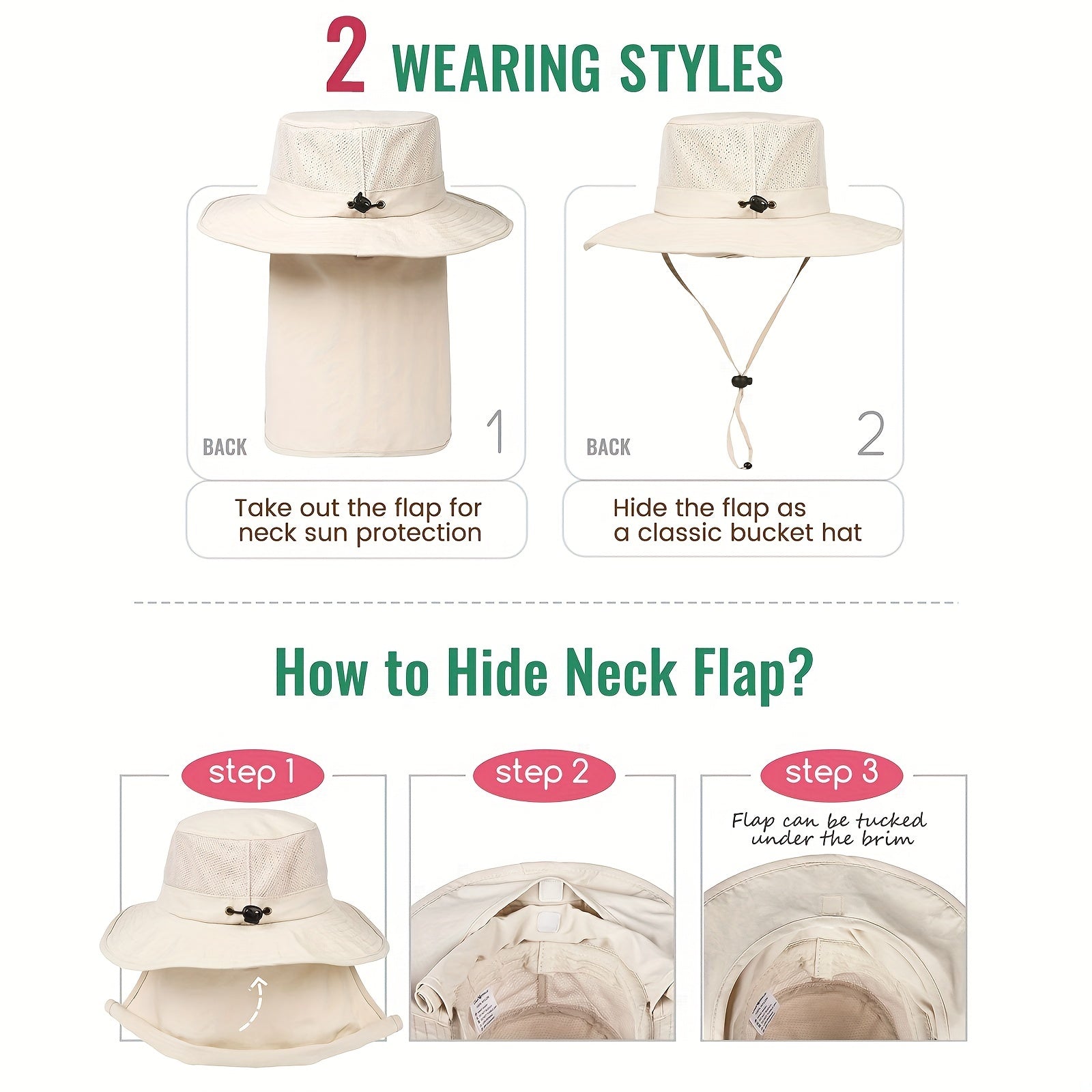 Wide Brim Sun Hat UPF 50 Hiking Fishing Gardening