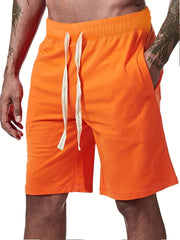 Men's Solid Drawstring Waist Shorts