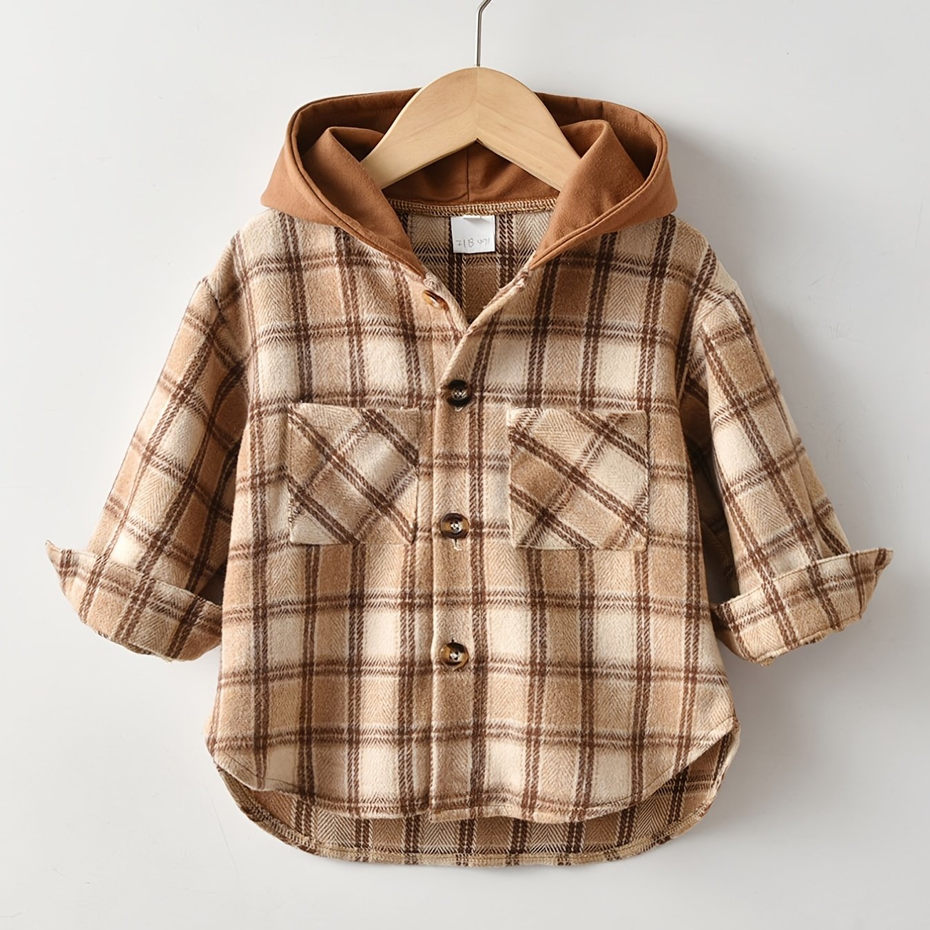 Boys Plaid Hooded Shirts for Autumn/Winter