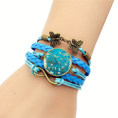 Vintage Butterfly Infinity Symbol Time Gemstone Bracelet