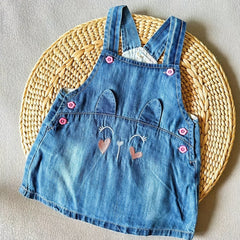 Baby Girls Animal Embroidered Denim Dress Child's Overal...