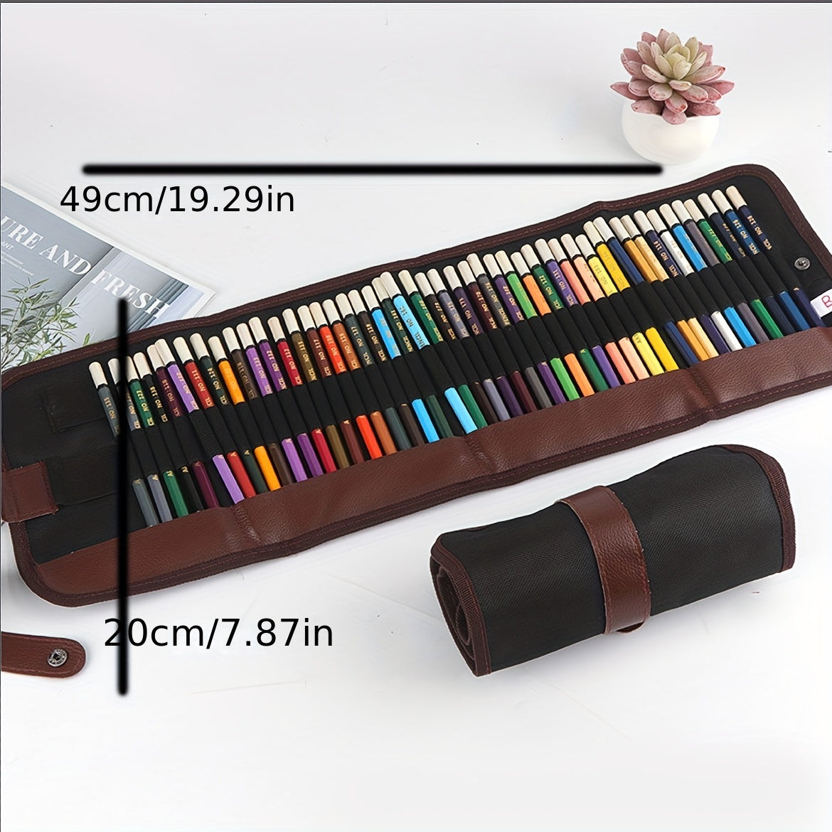 48 Holes Roll Up Wrap Pen Curtain Pencil Canvas Pen Bag