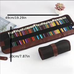 48 Holes Roll Up Wrap Pen Curtain Pencil Canvas Pen Bag